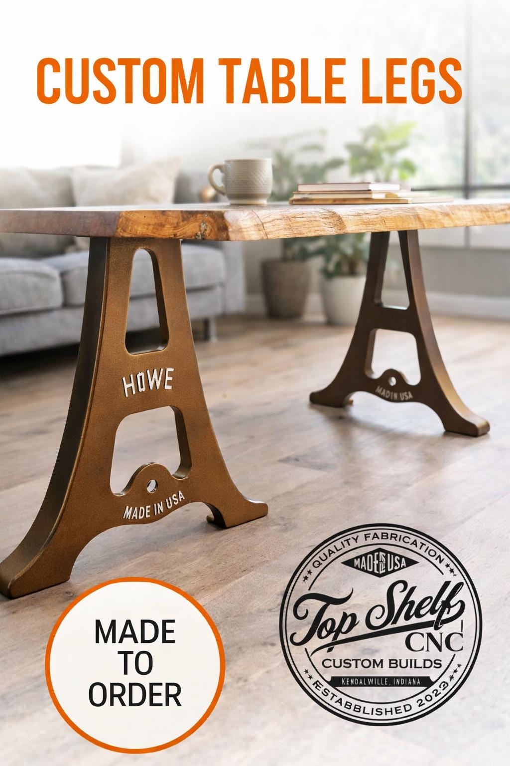 Custom Metal Table Legs / Heavy Duty A-Frame Steel Table Base / Industrial Table Legs / Made In The USA (Copy)