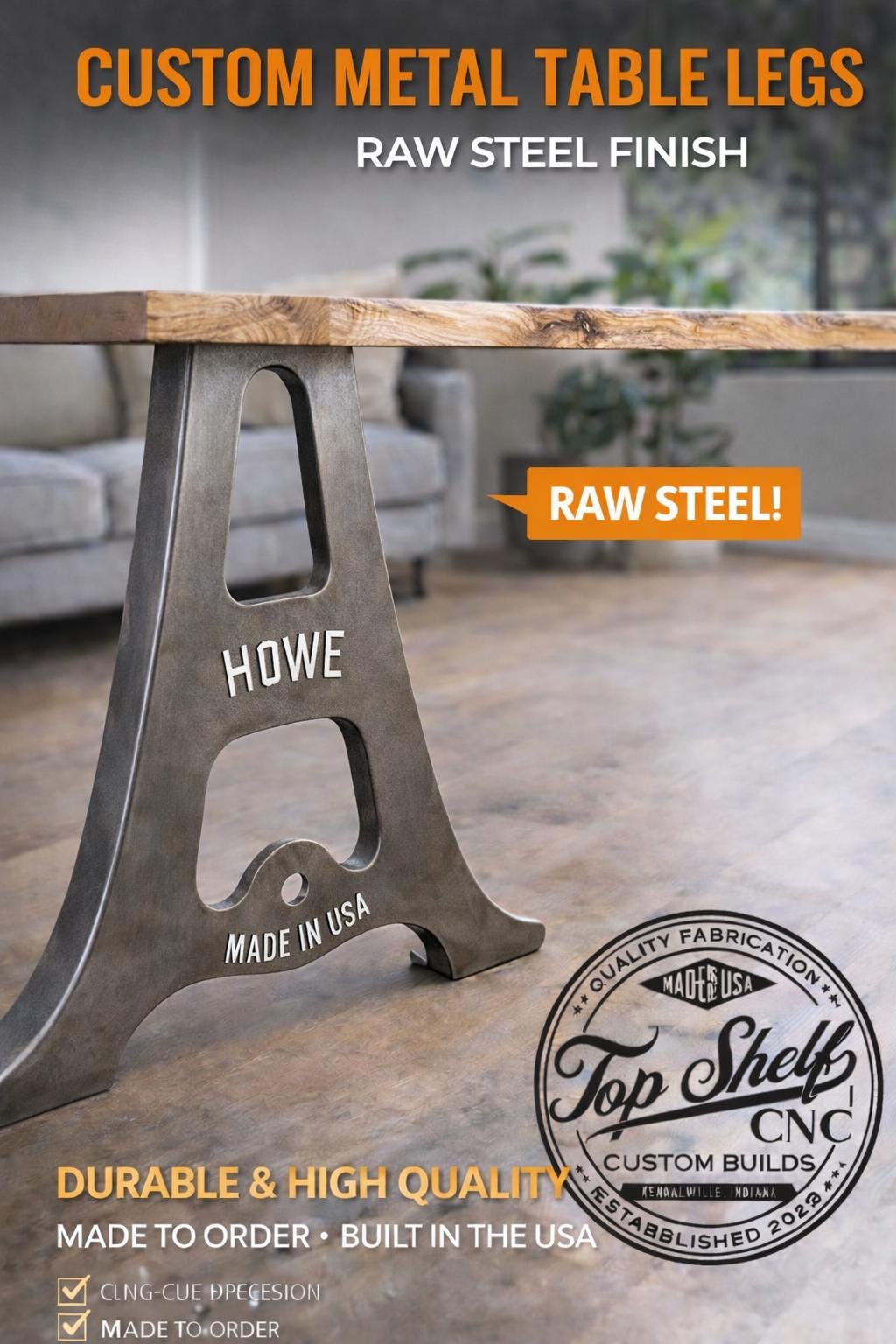 Custom Metal Table Legs / Heavy Duty A-Frame Steel Table Base / Industrial Table Legs / Made In The USA (Copy)