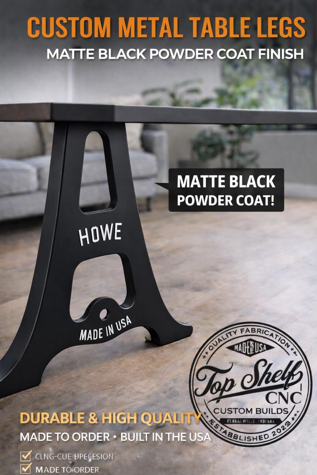 Custom Metal Table Legs / Heavy Duty A-Frame Steel Table Base / Industrial Table Legs / Made In The USA (Copy)
